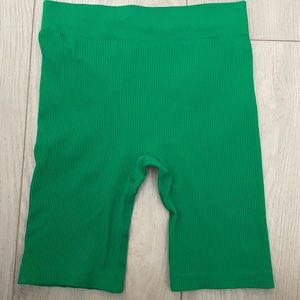 Petite Green Structured Contour Rib Cycle Shorts